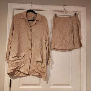 Pa Company Boston beige oversized blazer and skirt set